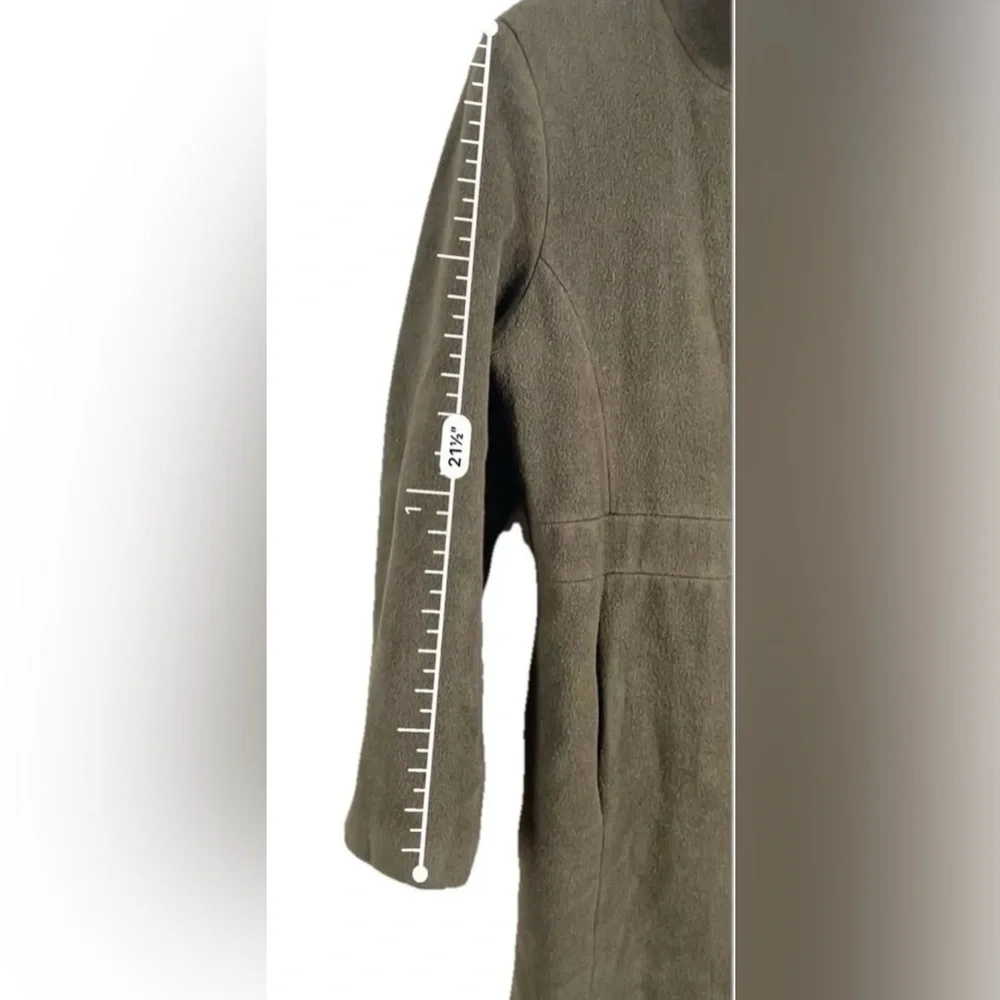 Calvin Klein Angora Wool Blend Trench Coat Olive Green Sz L Mob Wife Mock Neck‎